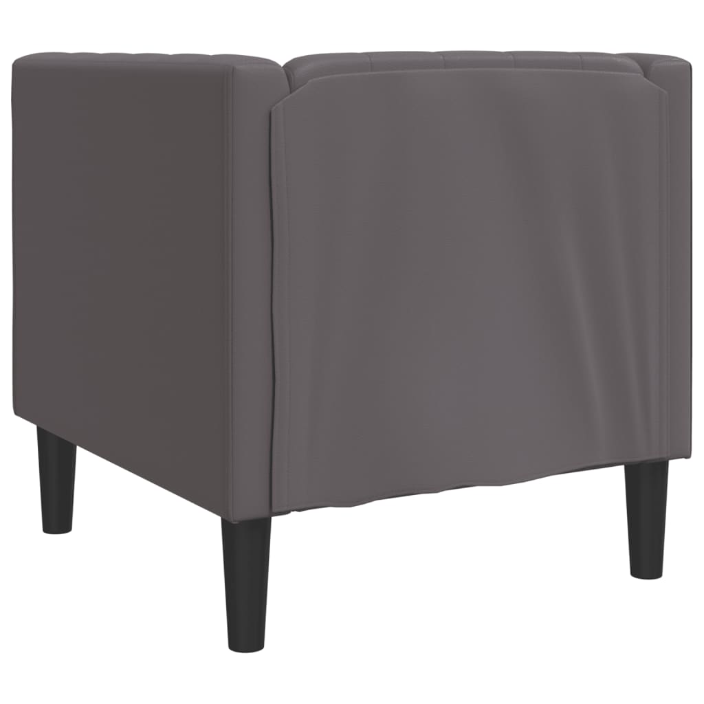 Sofá chesterfield couro artificial cinzento
