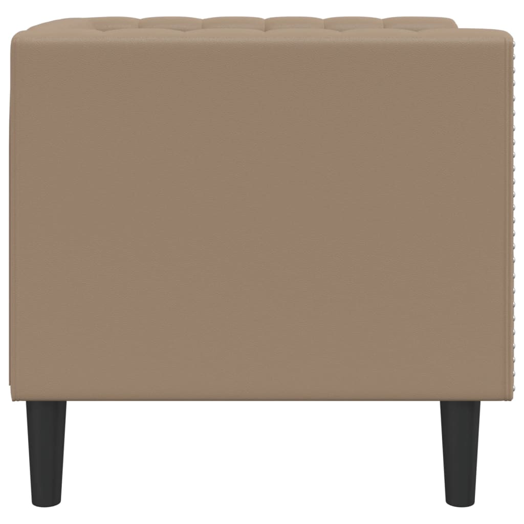 Sofá chesterfield couro artificial cappuccino