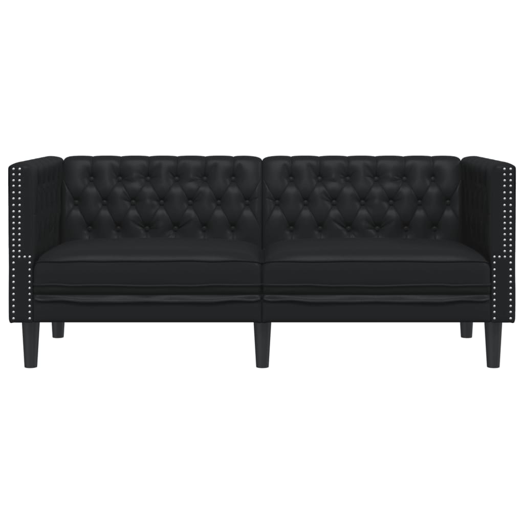 Chesterfield 2-seater sofa in black faux leather