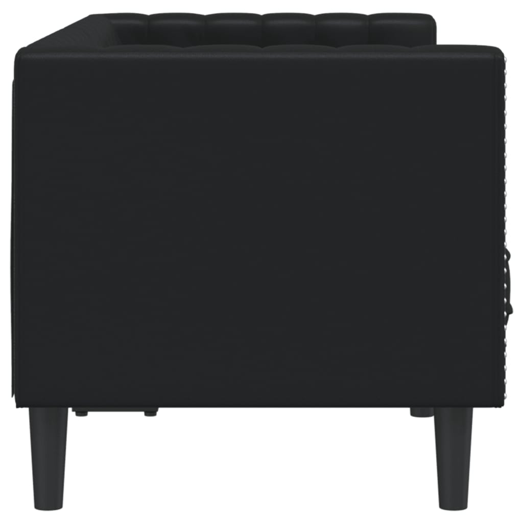 Chesterfield 2-seater sofa in black faux leather