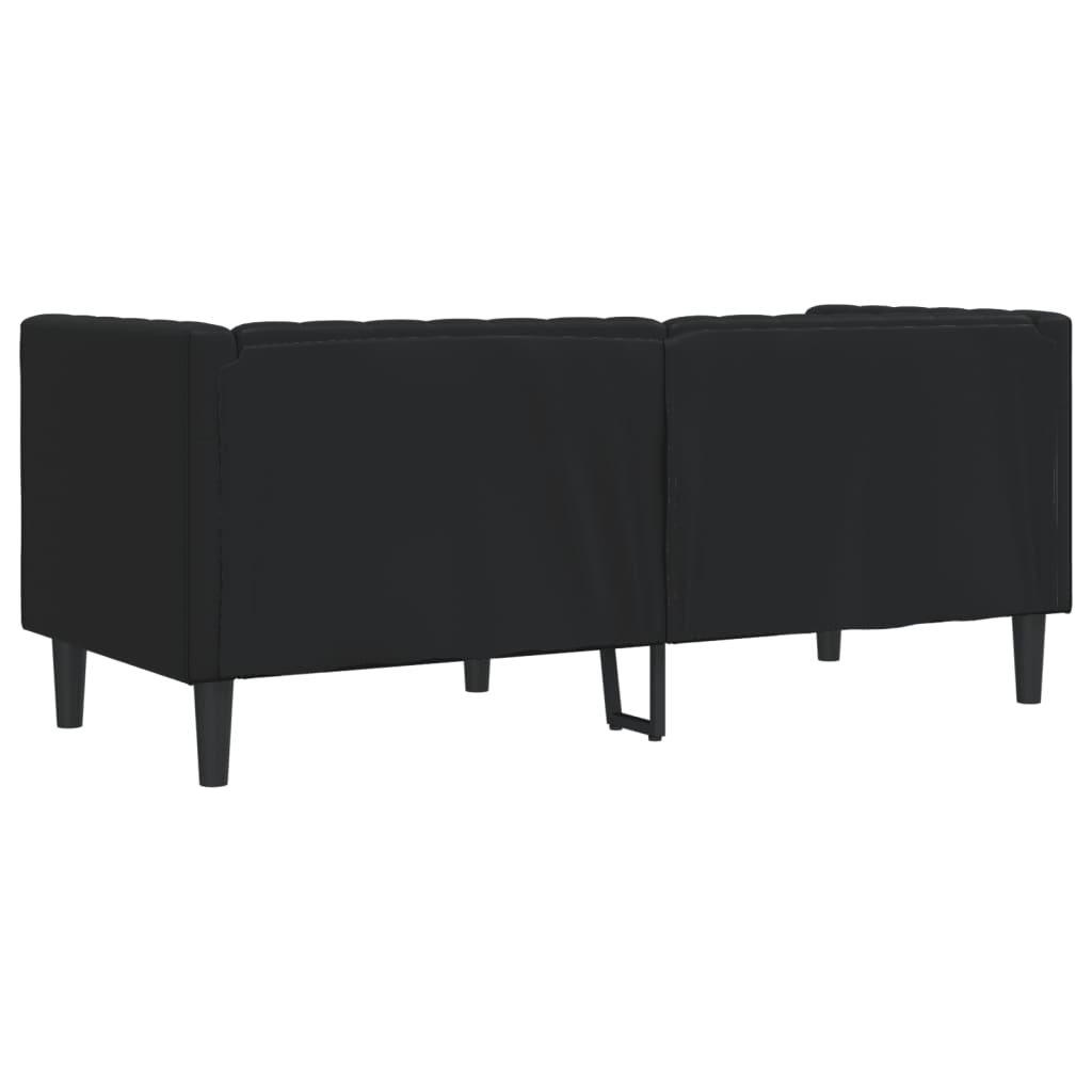 Chesterfield 2-seater sofa in black faux leather