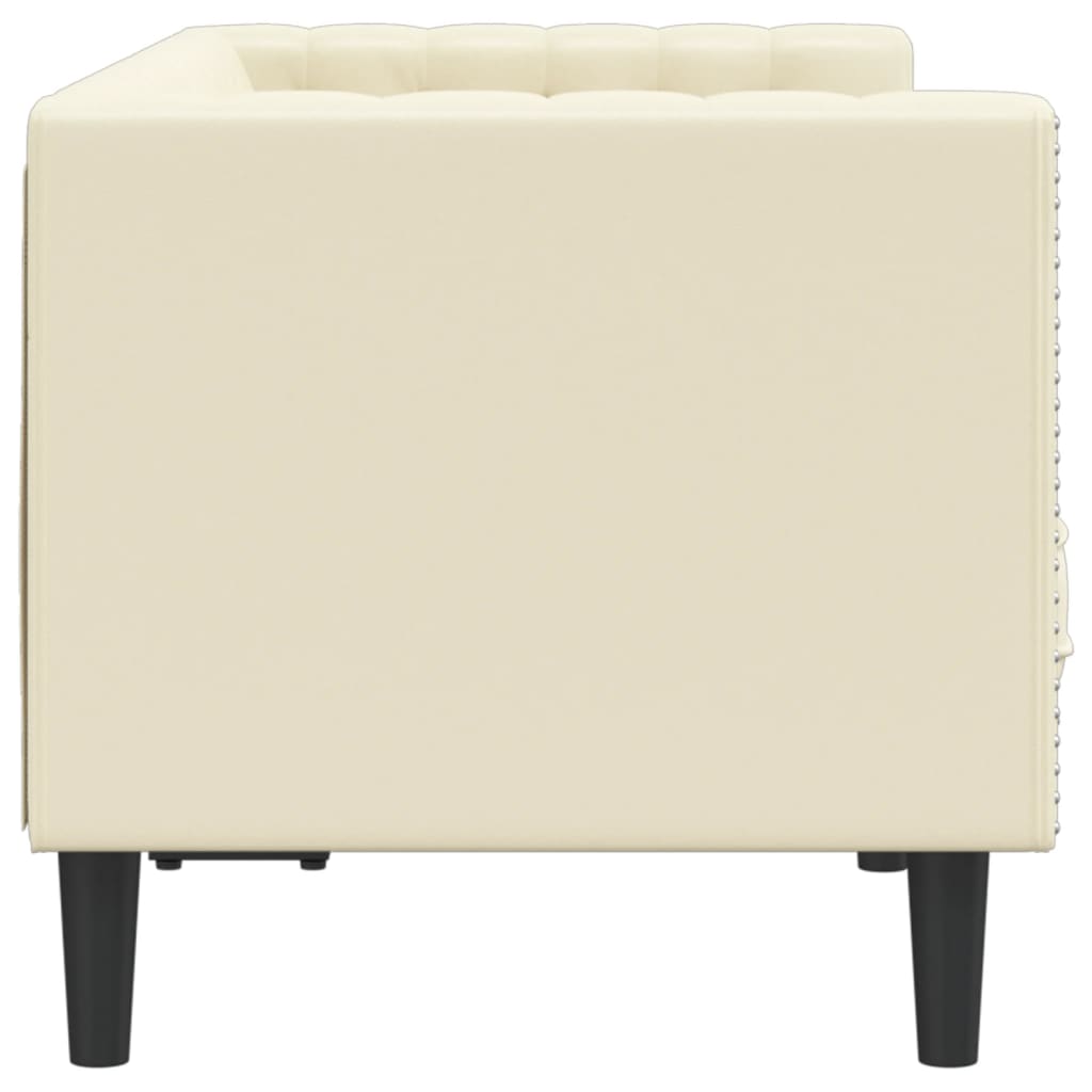 Sofá chesterfield 2 lugares couro artificial creme