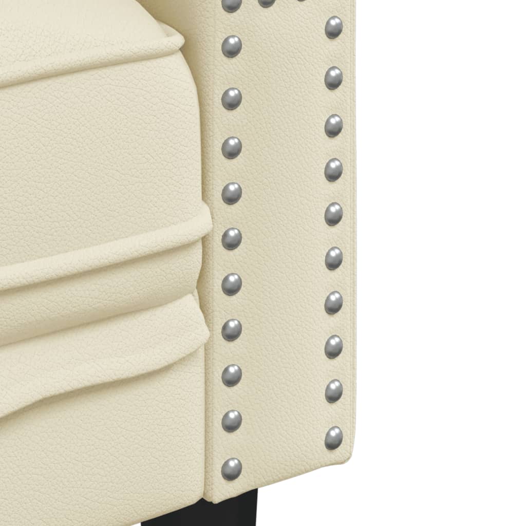 Sofá chesterfield 2 lugares couro artificial creme