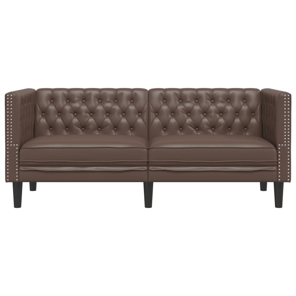 Sofá chesterfield 2 lugares couro artificial castanho