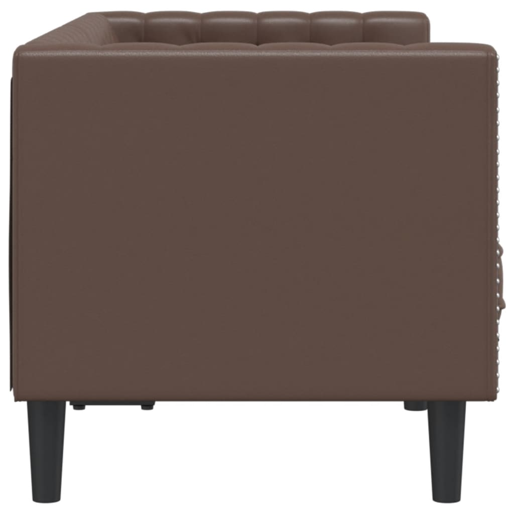 Sofá chesterfield 2 lugares couro artificial castanho