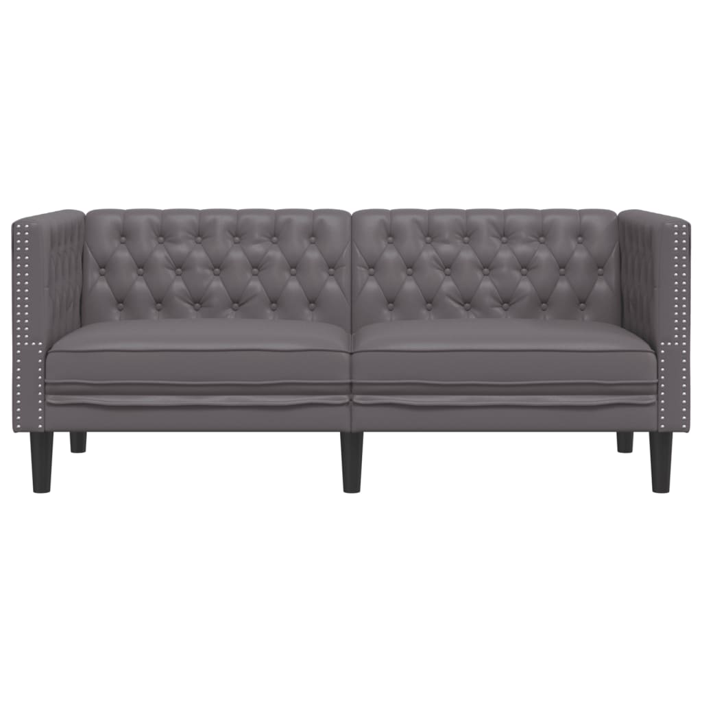 Chesterfield 2-seater sofa in grey faux leather