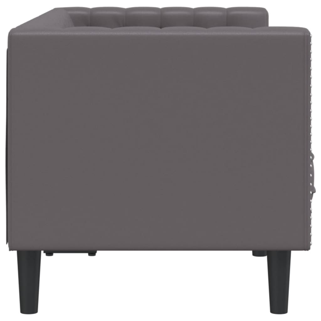 Chesterfield 2-seater sofa in grey faux leather