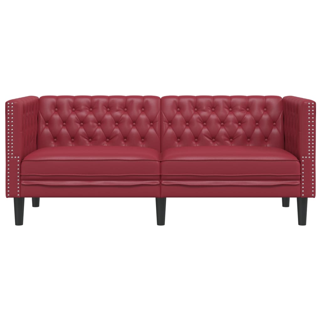 Chesterfield 2-seater sofa in red faux leather