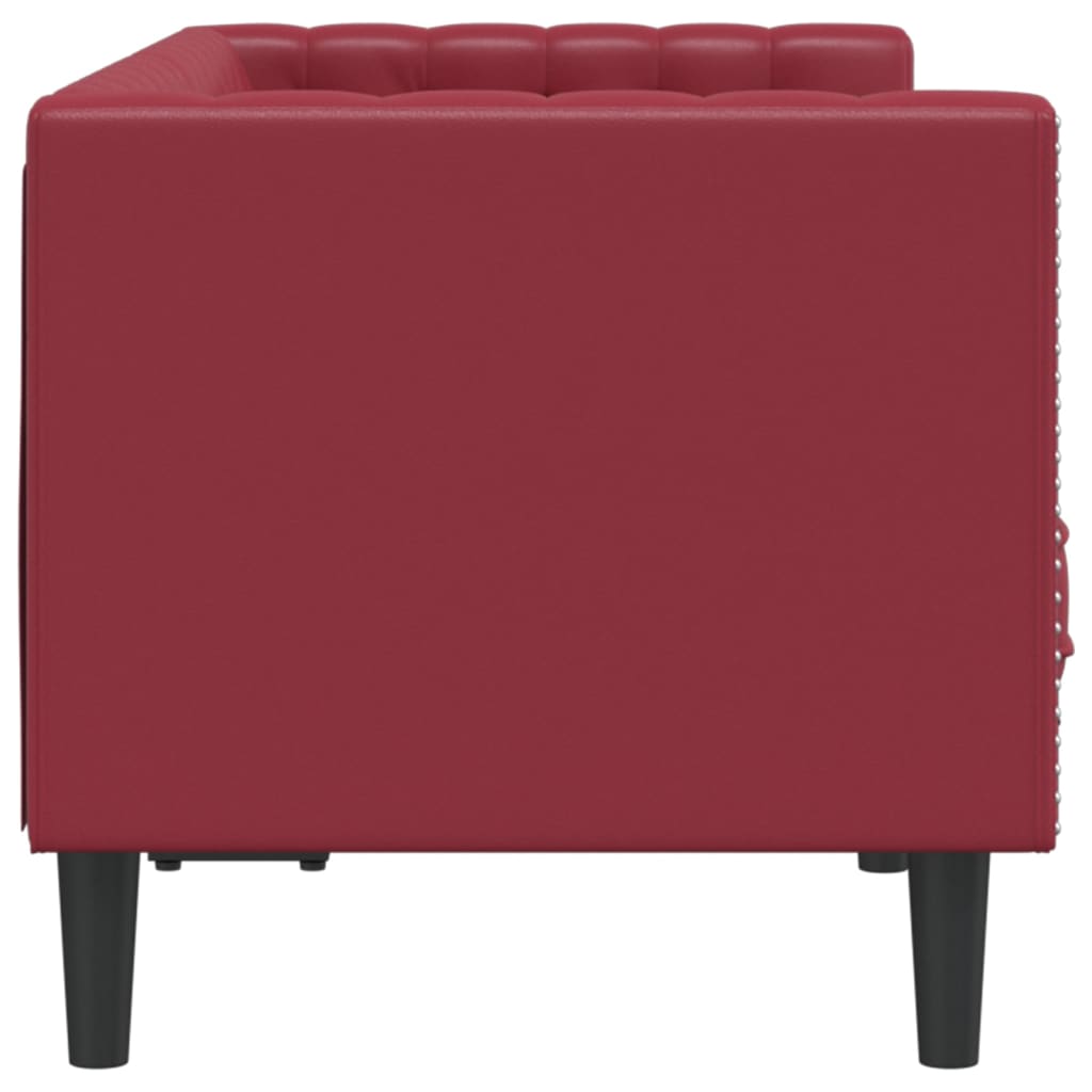Chesterfield 2-seater sofa in red faux leather