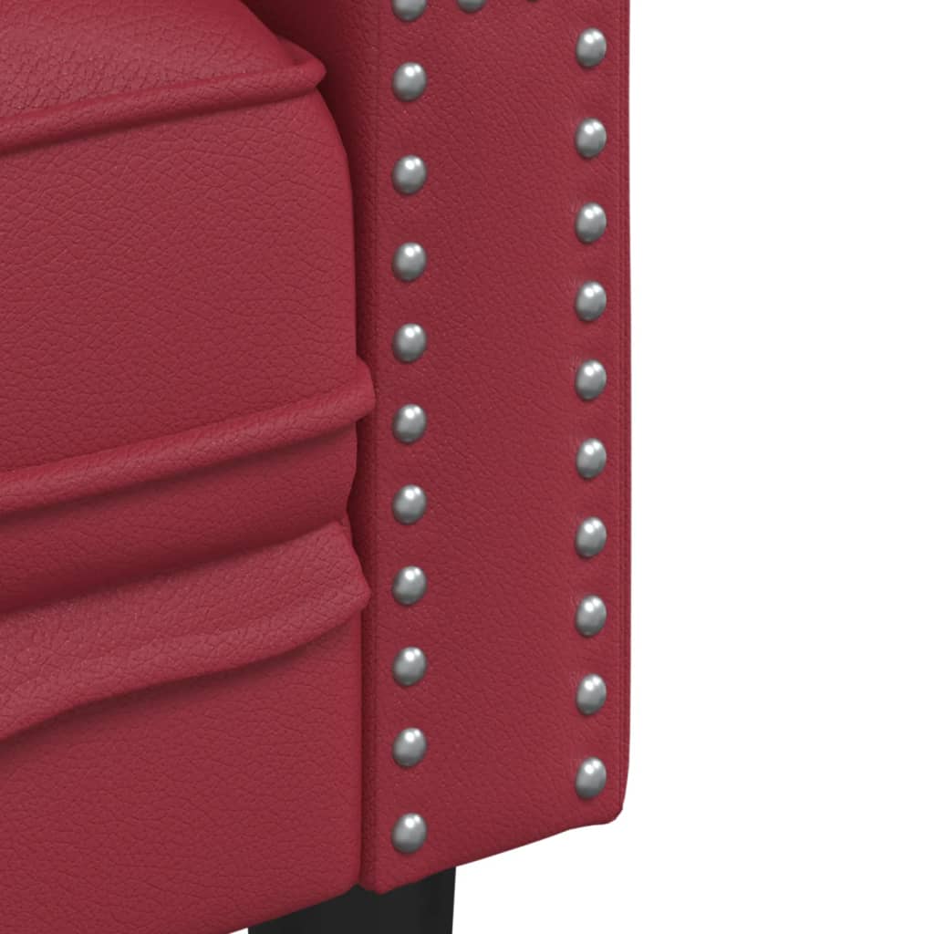 Chesterfield 2-seater sofa in red faux leather