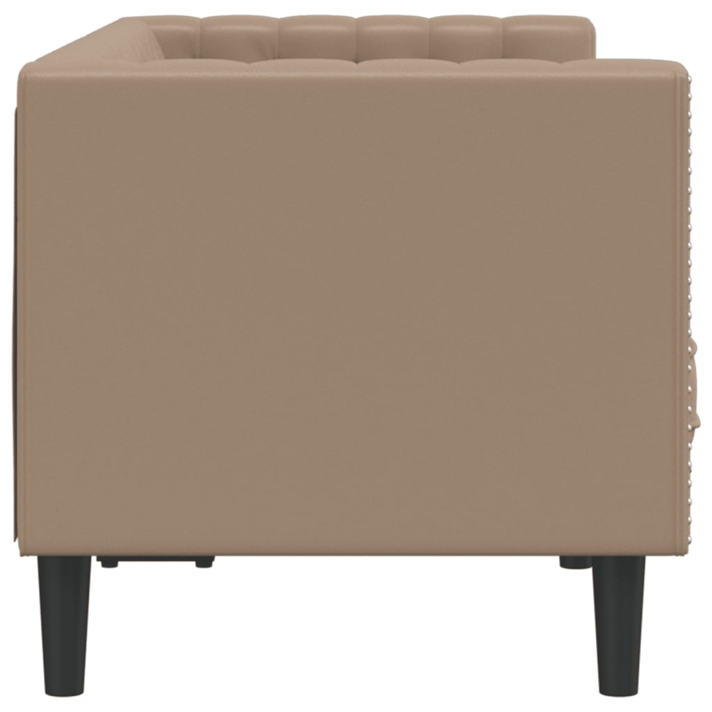 Sofá chesterfield 2 lugares couro artificial cappuccino