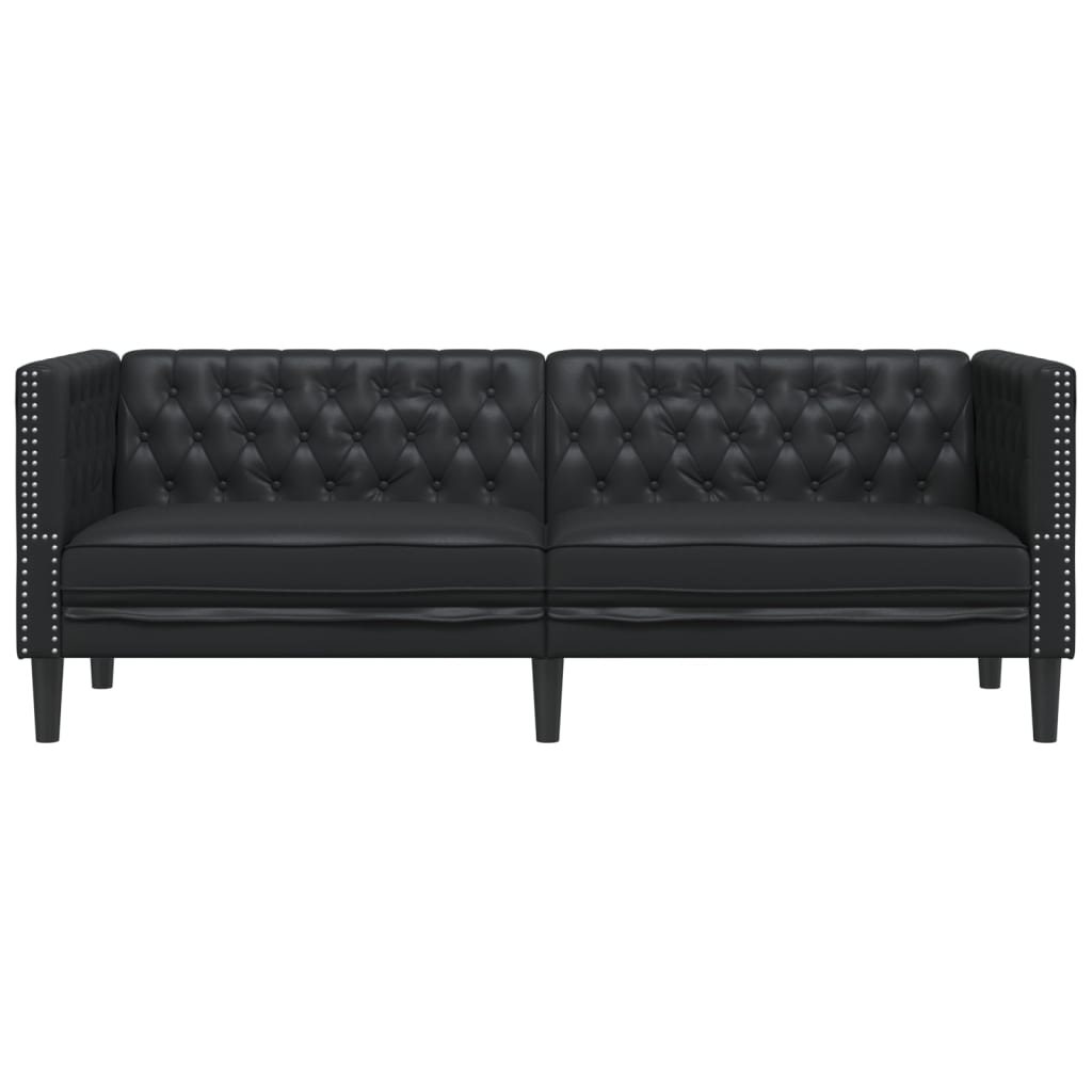 Chesterfield 3-seater sofa in black faux leather