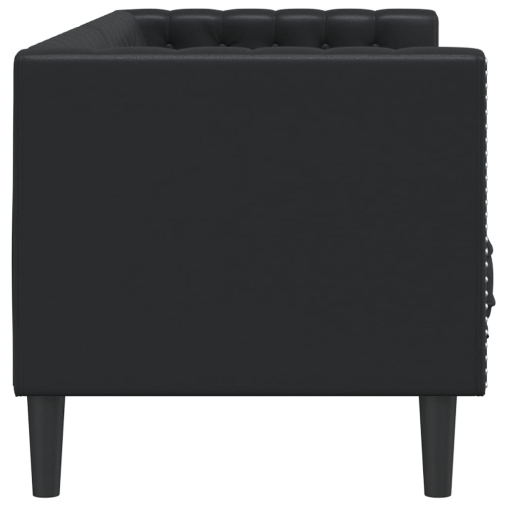 Chesterfield 3-seater sofa in black faux leather