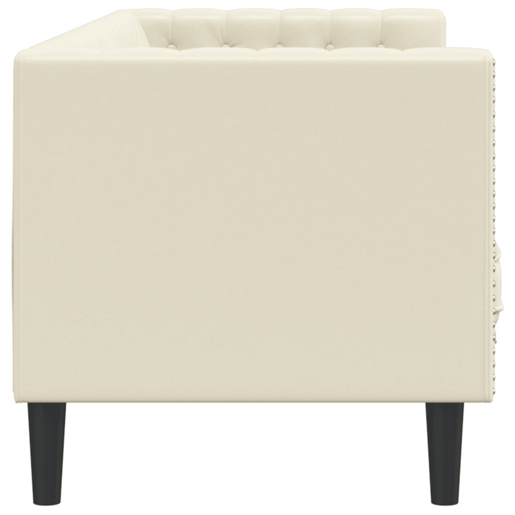Chesterfield 3-seater sofa in cream faux leather