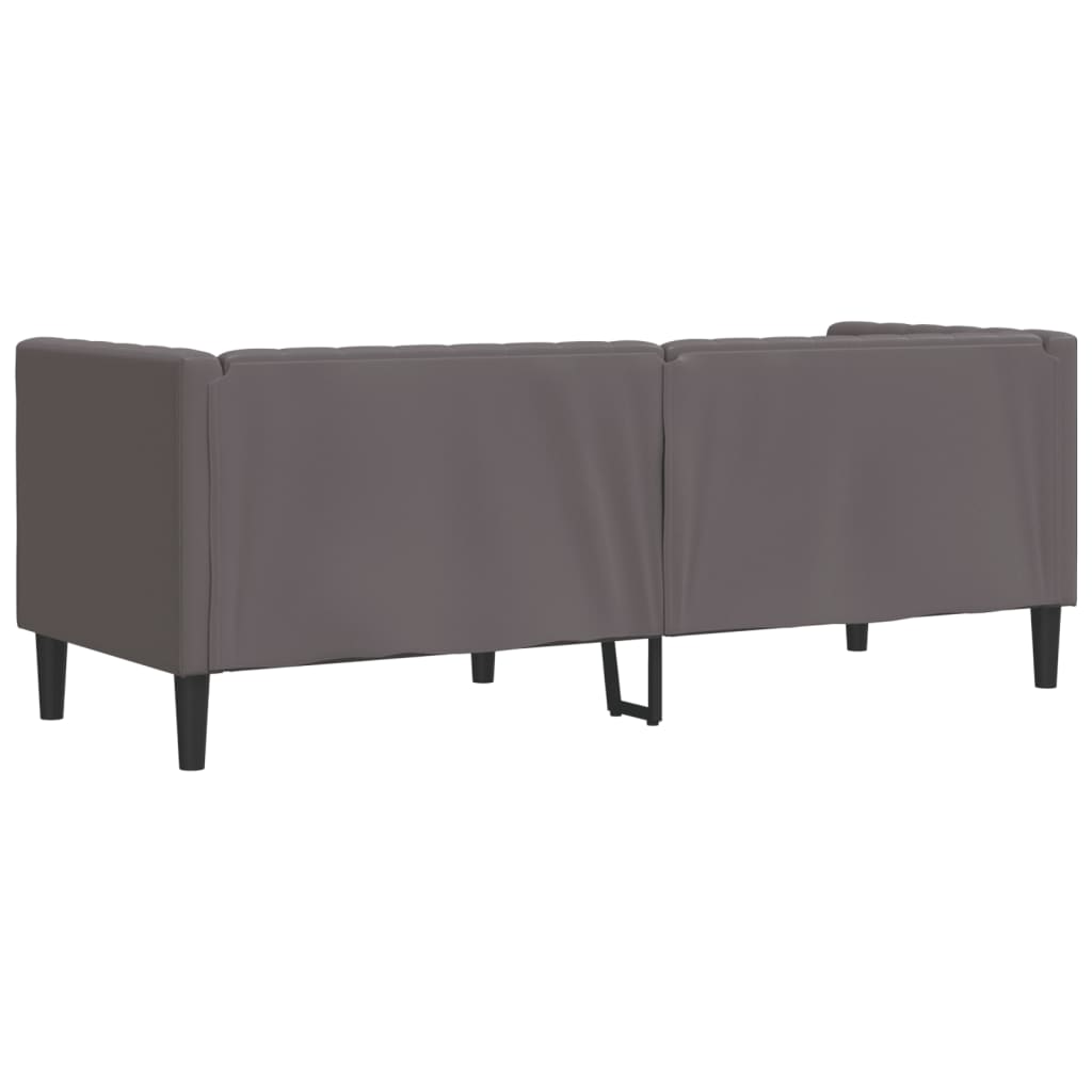 Sofá chesterfield 3 lugares couro artificial cinzento