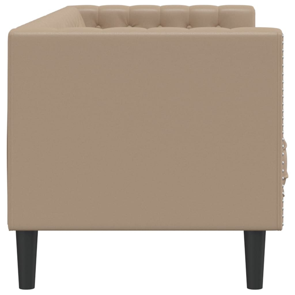 Sofá chesterfield 3 lugares couro artificial cappuccino