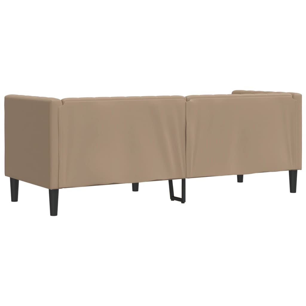 Sofá chesterfield 3 lugares couro artificial cappuccino