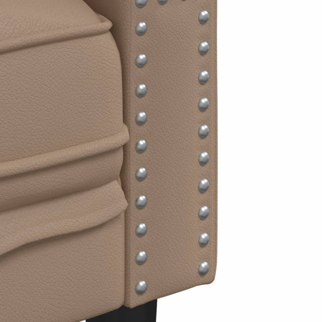 Sofá chesterfield 3 lugares couro artificial cappuccino