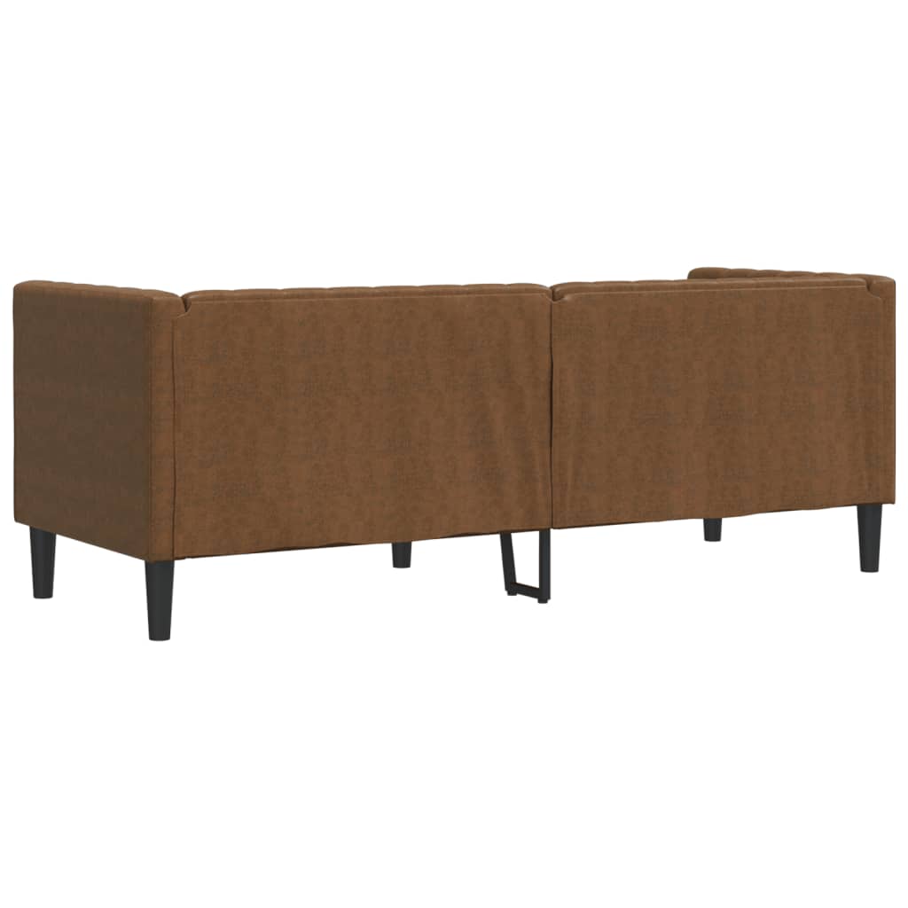 Chesterfield 3-seater sofa in faux suede, brown
