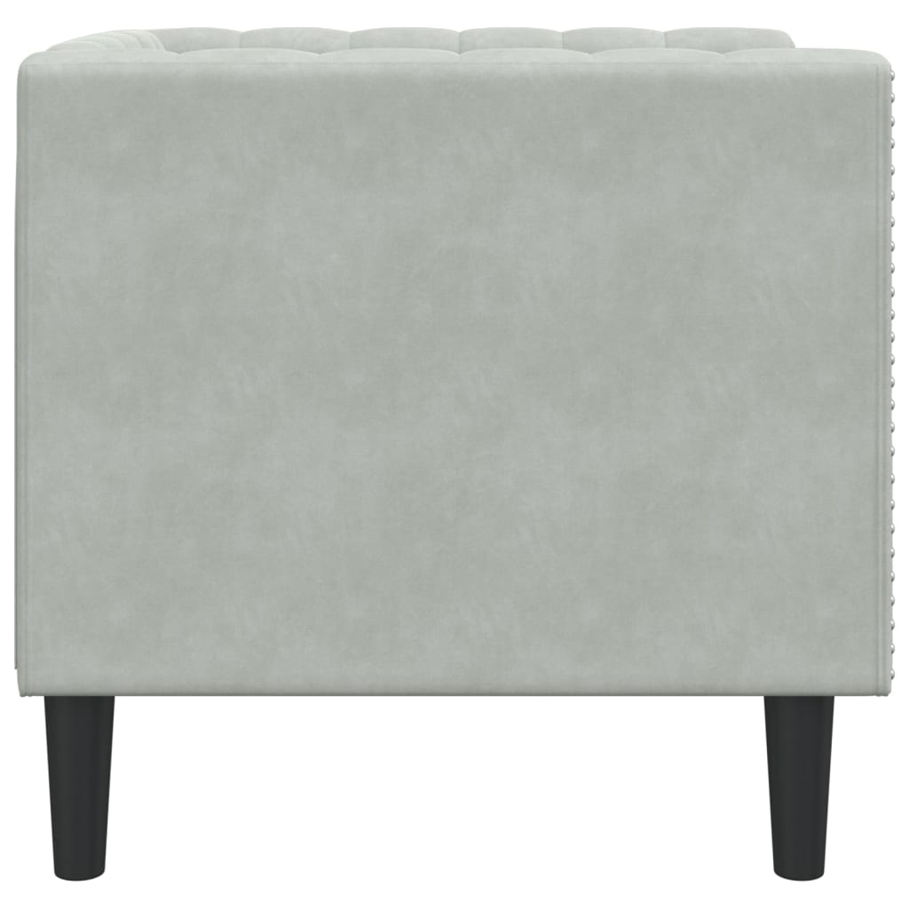 Sofá chesterfield veludo cinzento-claro