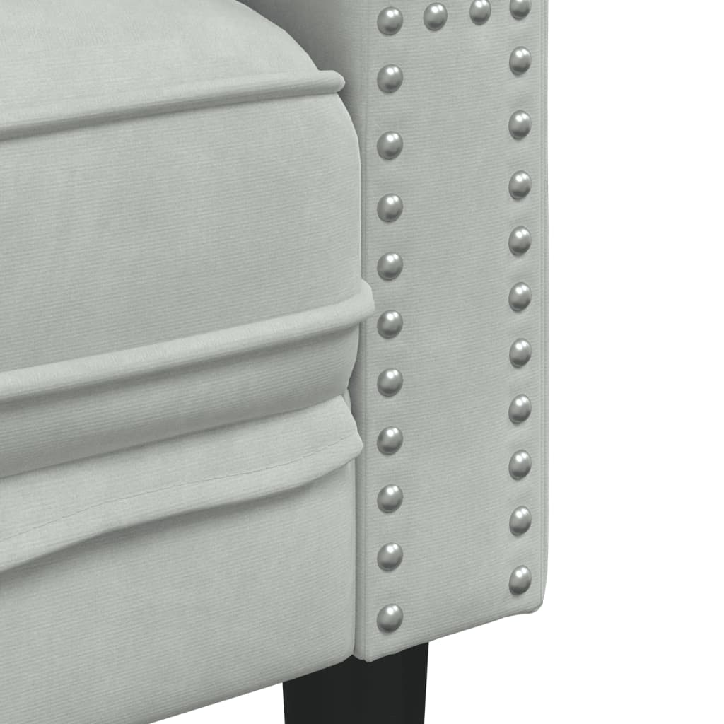 Sofá chesterfield veludo cinzento-claro