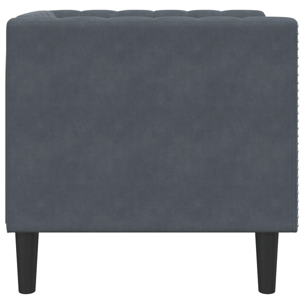 Sofá chesterfield veludo cinzento-escuro