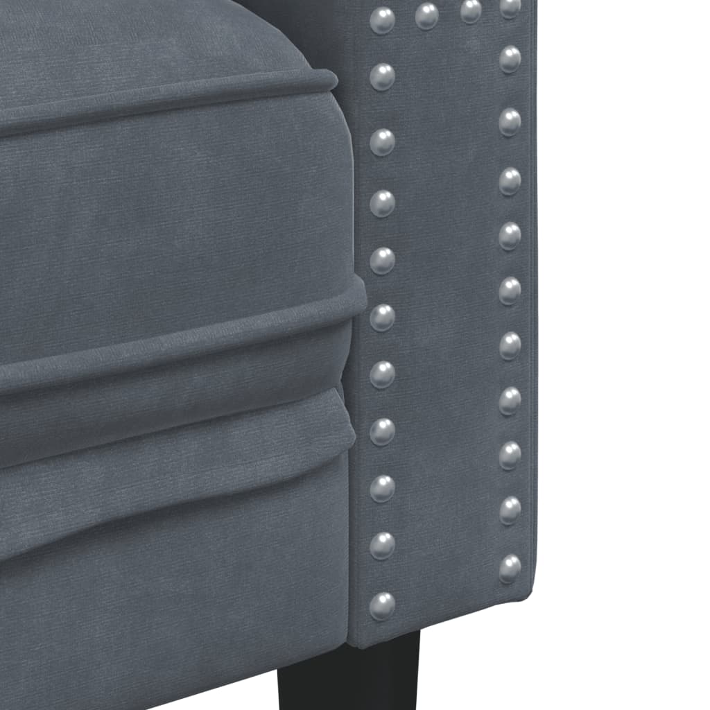 Sofá chesterfield veludo cinzento-escuro