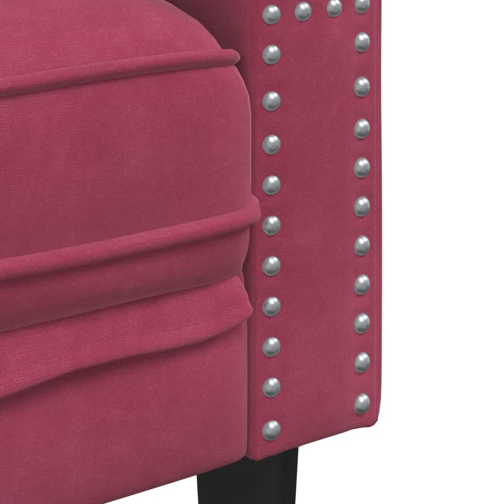 Sofá chesterfield veludo vermelho tinto