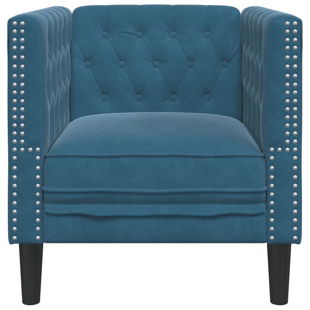 Sofá chesterfield veludo azul
