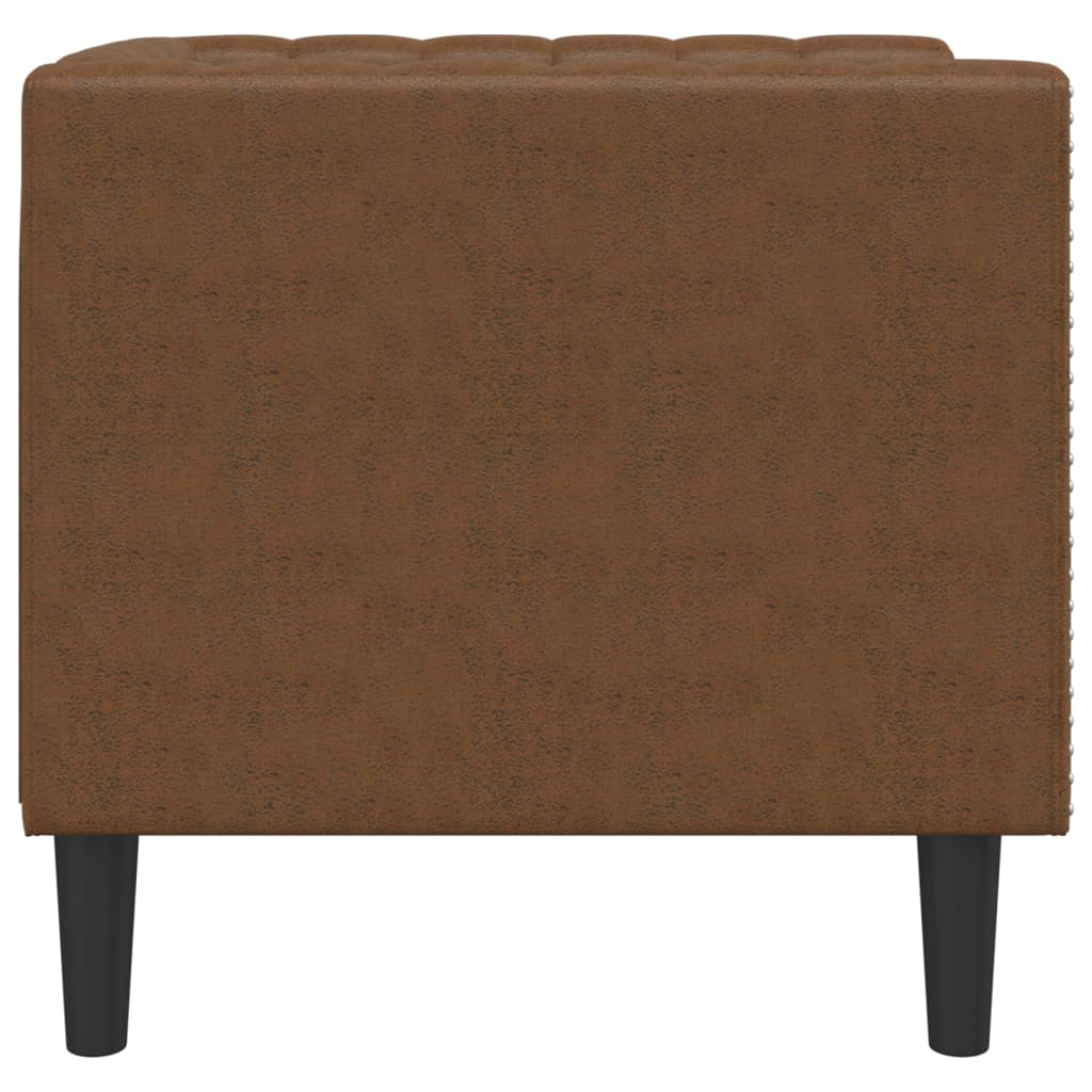 Sofá chesterfield camurça artificial castanho