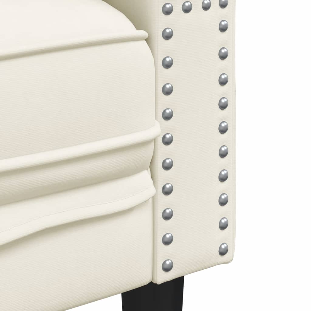 Sofá chesterfield com rolos 2 lugares veludo creme