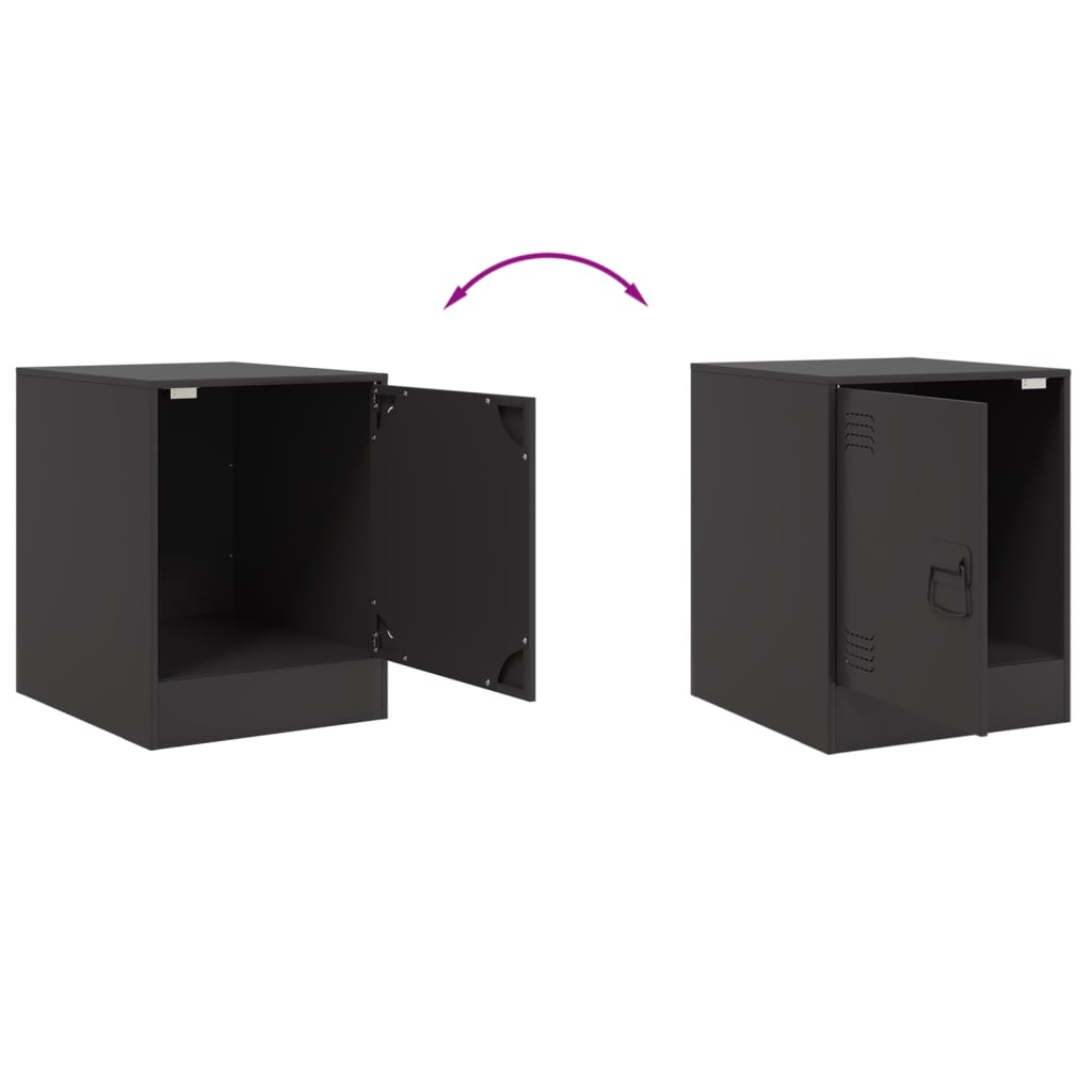 Mesas de cabeceira 2 pcs 34,5x39x44 cm aço preto