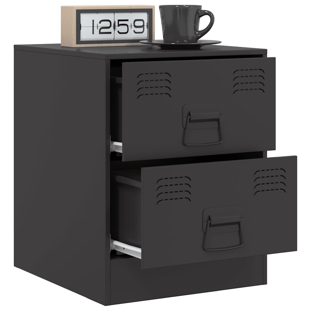 Mesas de cabeceira 2 pcs 34,5x39x44 cm aço preto