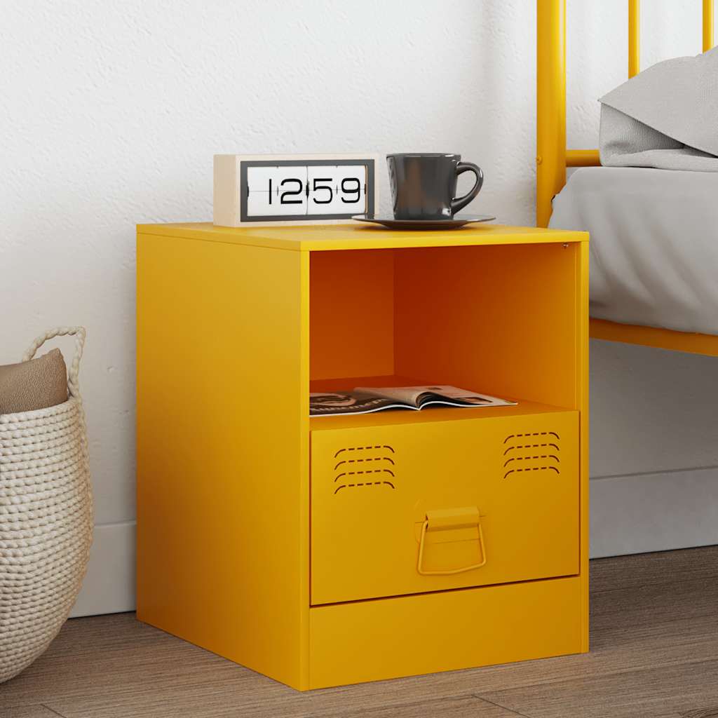 Bedside table 34.5x39x44 cm mustard yellow steel