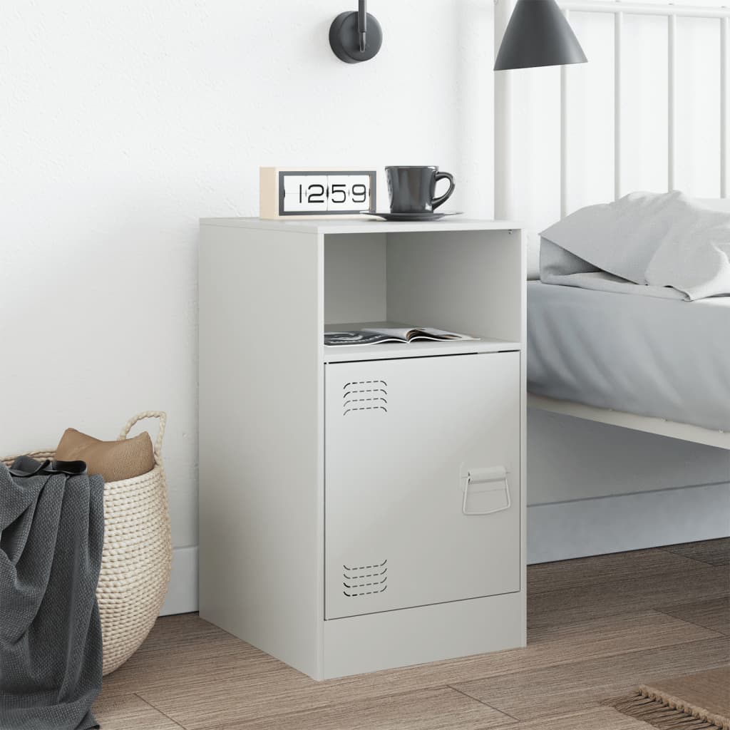 Bedside table 34.5x39x62 cm white steel