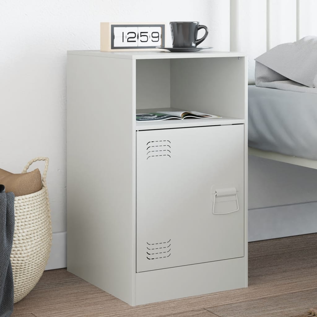 Bedside table 34.5x39x62 cm white steel