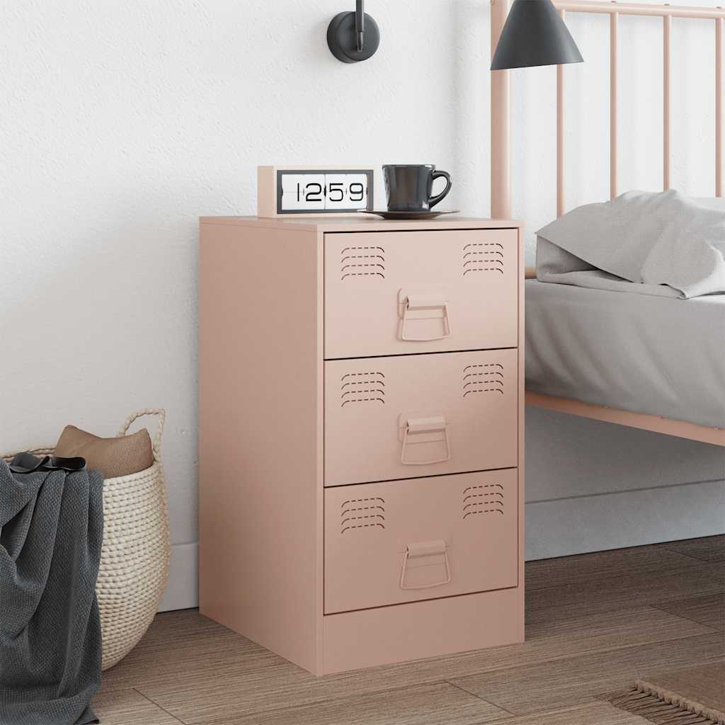 Bedside table 34.5x39x62 cm pink steel