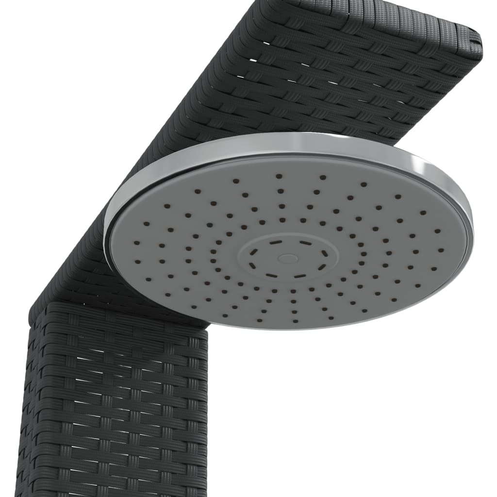 Outdoor shower 50x55x224 cm PE wicker/acacia wood black
