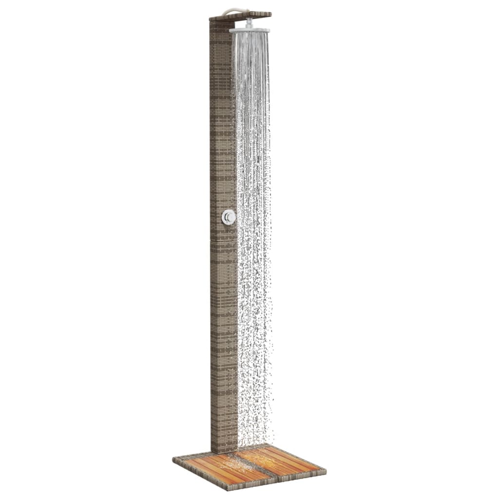Outdoor shower 50x55x224 cm PE wicker/acacia wood grey