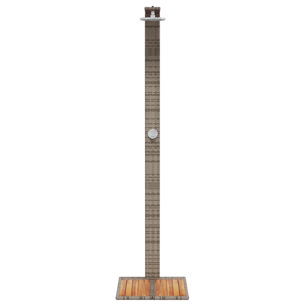 Outdoor shower 50x55x224 cm PE wicker/acacia wood grey