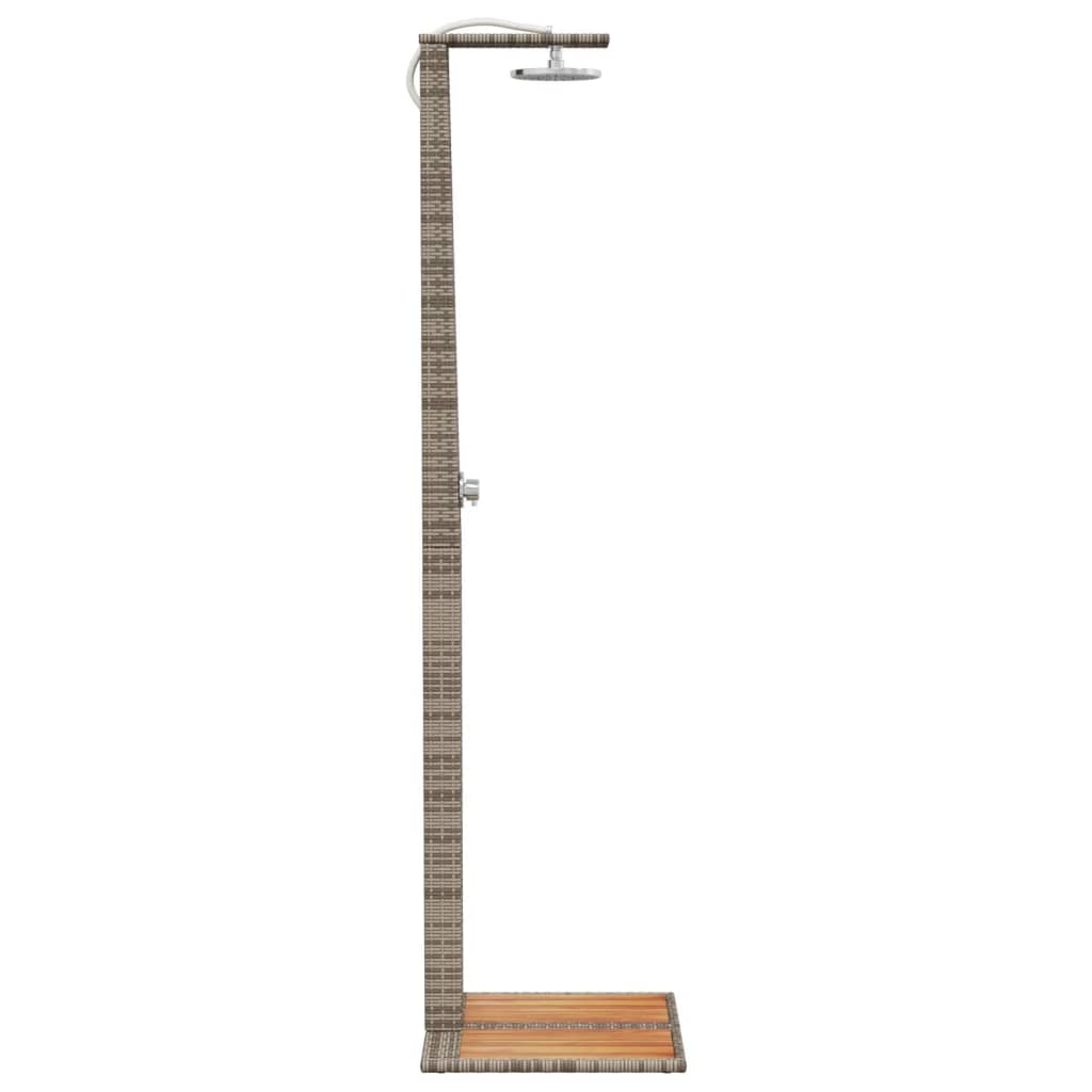 Outdoor shower 50x55x224 cm PE wicker/acacia wood grey