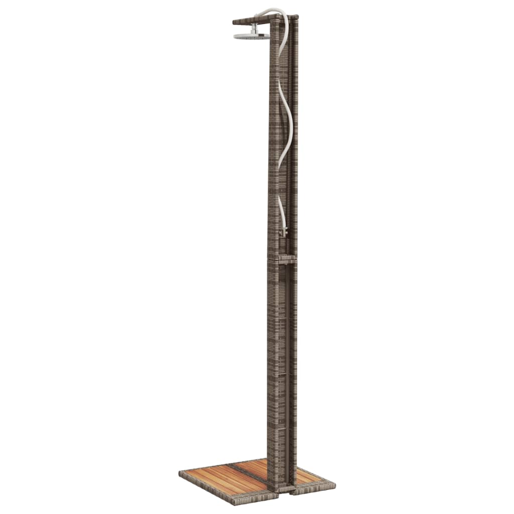 Outdoor shower 50x55x224 cm PE wicker/acacia wood grey