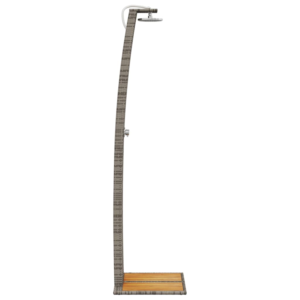 Outdoor shower 55x60x224 cm PE wicker/grey acacia wood