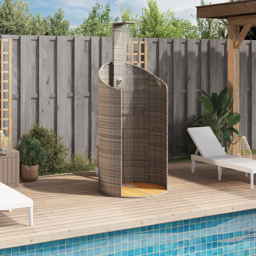 Outdoor shower 100x100x241.5 cm PE wicker/grey acacia wood