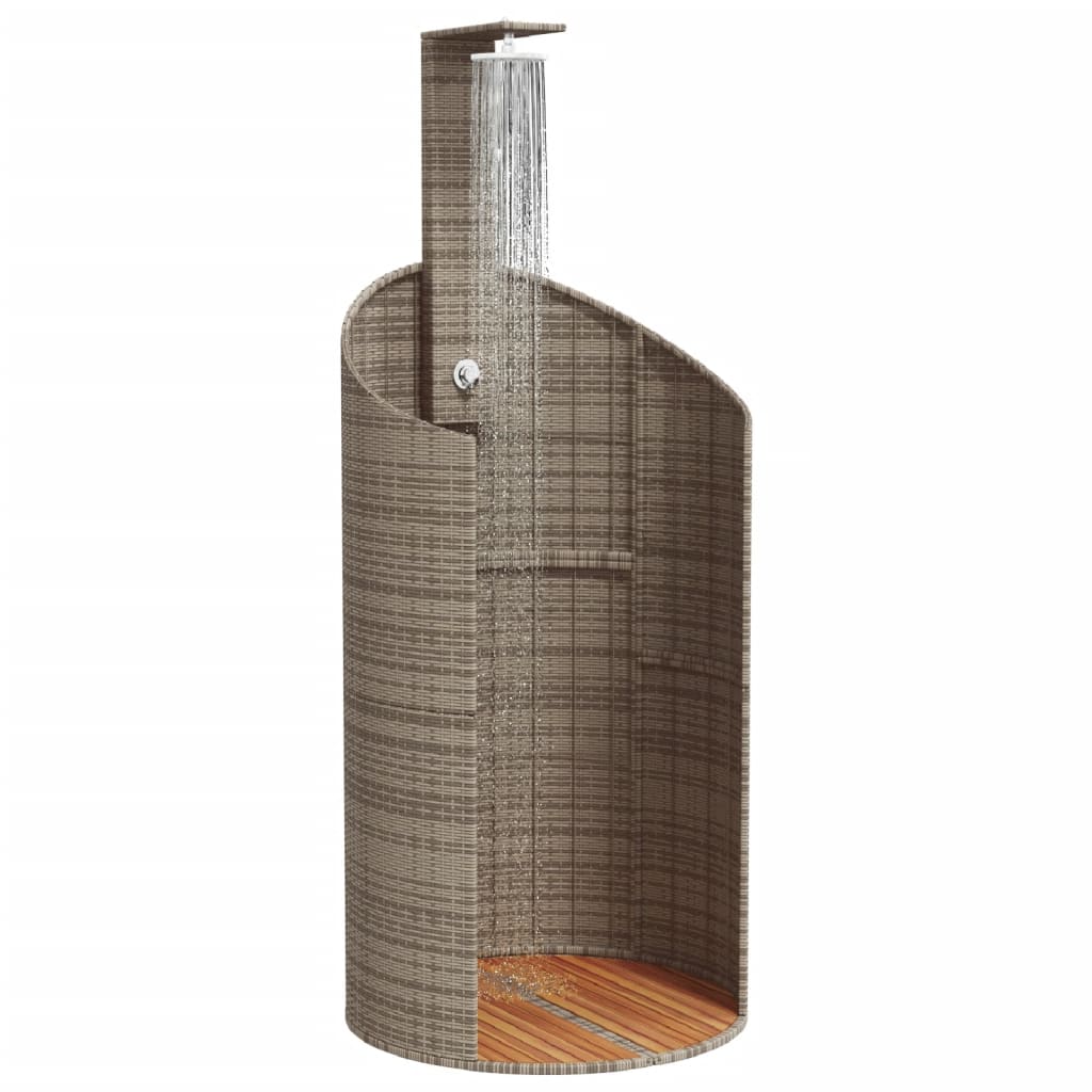 Outdoor shower 100x100x241.5 cm PE wicker/grey acacia wood