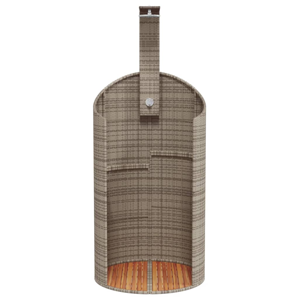 Outdoor shower 100x100x241.5 cm PE wicker/grey acacia wood