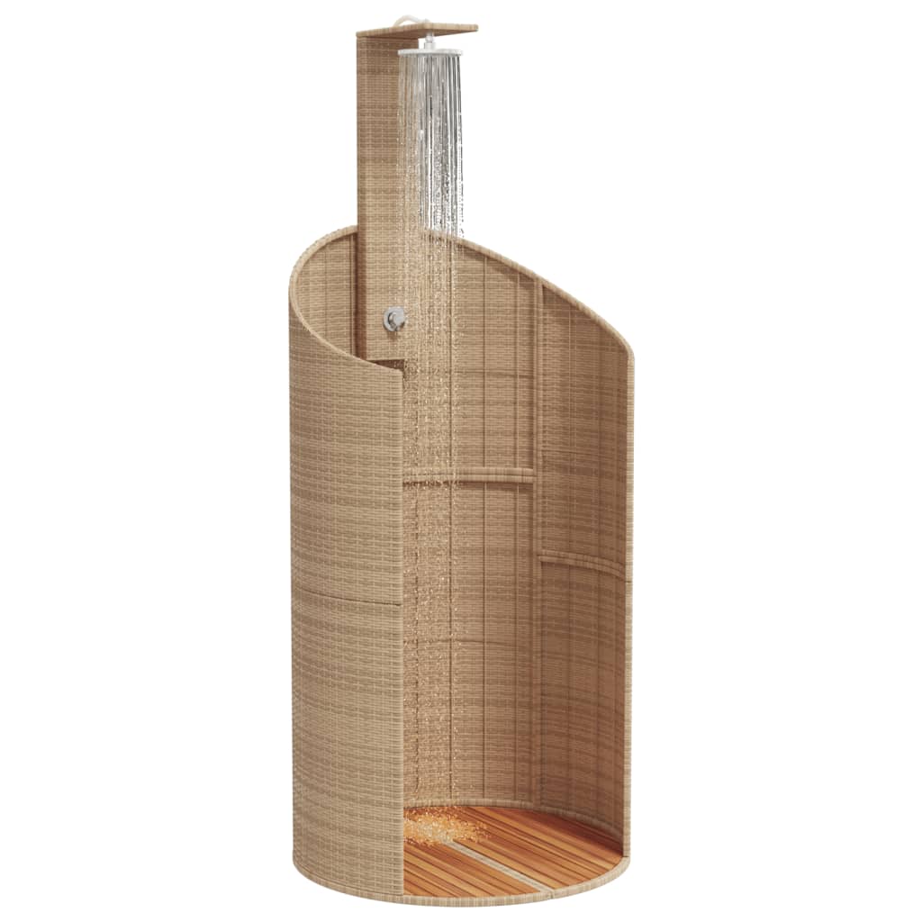 Outdoor shower 100x100x241.5 cm PE wicker/acacia wood beige