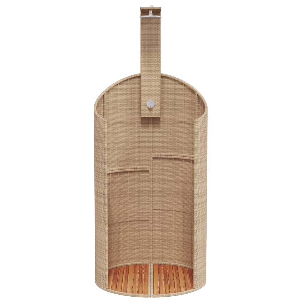 Outdoor shower 100x100x241.5 cm PE wicker/acacia wood beige