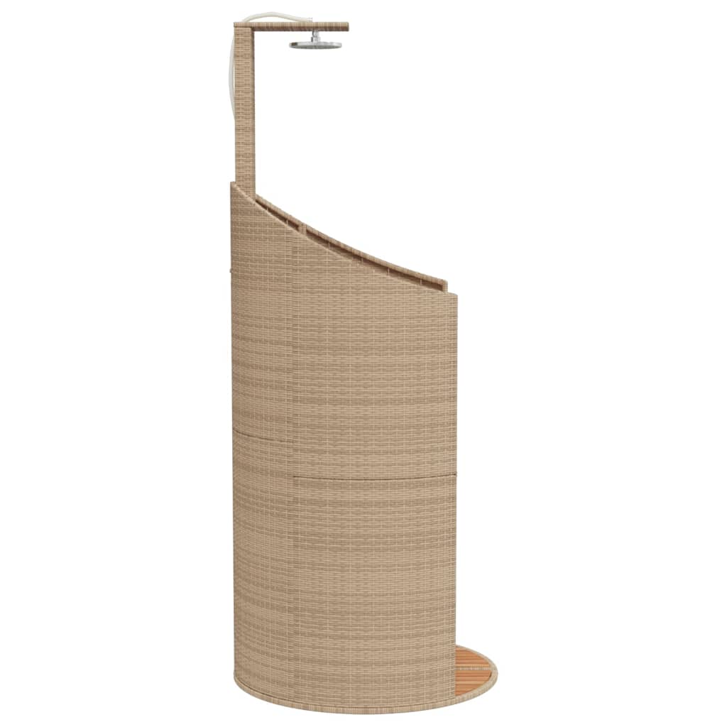 Outdoor shower 100x100x241.5 cm PE wicker/acacia wood beige