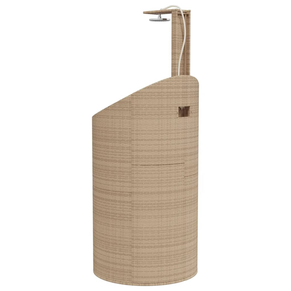 Outdoor shower 100x100x241.5 cm PE wicker/acacia wood beige